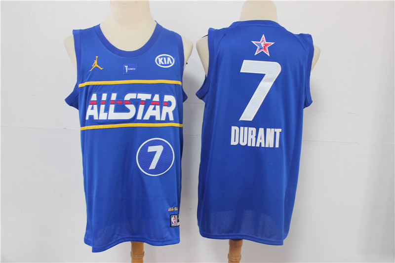 Men Brooklyn Nets 7 Durant blue 2021 NBA All Star jerseys 